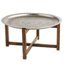 Moroccan Silver Round Tray Coffee Table