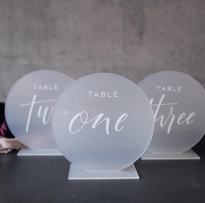 Table Numbers Round Frosted, Round Table Numbers