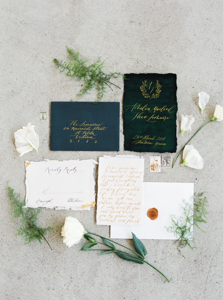 Green And Gold Wedding Invite