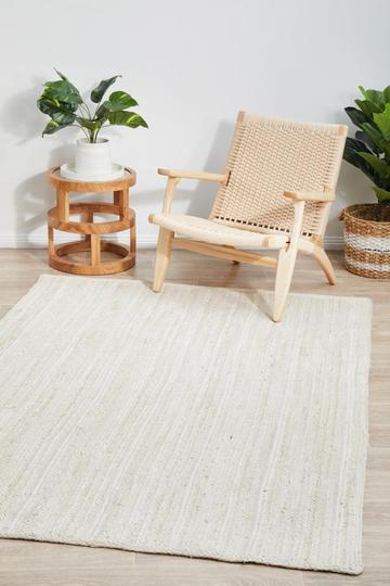 White Jute Rug with chair